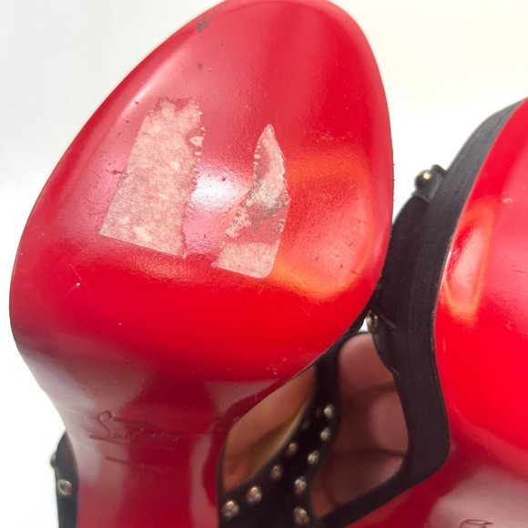 Christian Louboutin Wood Fabric Black Studded Mules  39 - Picture 8 of 8